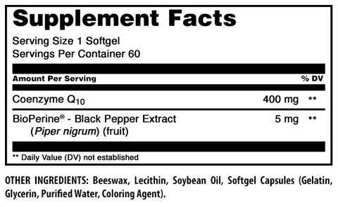 Image of Amazing Formulas CoQ10 with Bioperine | 400 Mg | 60 Softgels