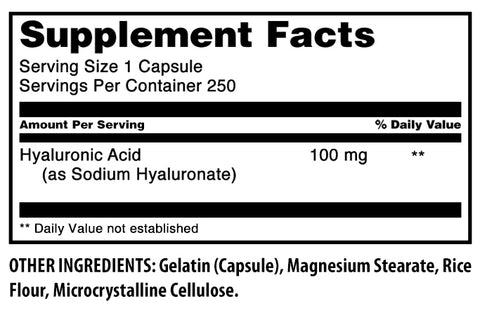 Image of Amazing Formulas Hyaluronic Acid | 100 Mg | 250 Capsules
