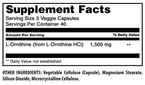 Image of Amazing Formulas L-Ornithine | 1500 Mg Per Serving | 120 Veggie Capsules