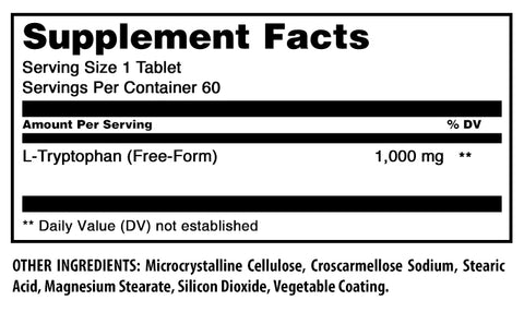 Image of Amazing Formulas L-Tryptophan | 1000 Mg | 60 Tablets