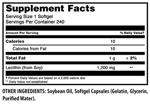 Image of Amazing Formulas Lecithin | 1200 Mg | 240 Softgels