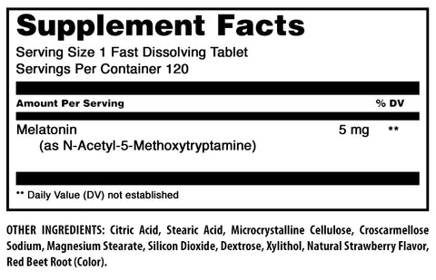 Image of Amazing Formulas Melatonin | 5 Mg | 120 Fast Dissolving Tablets | Strawberry Flavor