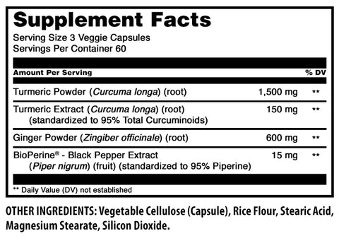 Image of Amazing Formulas Turmeric & Ginger With BioPerine | 2250 Mg Per Serving | 180 Veggie Capsules