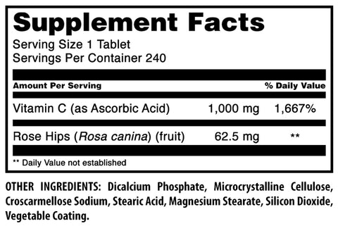 Image of Amazing Formulas Vitamin C with Rose Hips | 1000 Mg | 240 Tablets