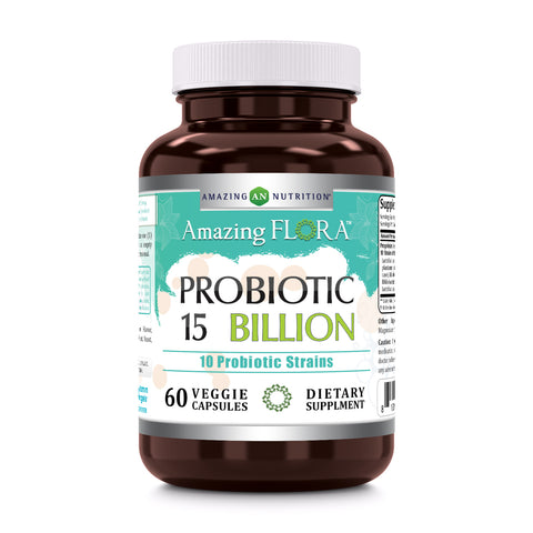 Image of Amazing Flora Probiotic 15 Billion | 10 Strains | 60 Veggie Capsules