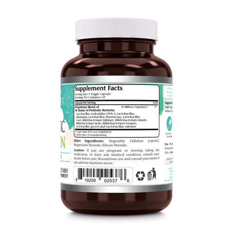 Image of Amazing Flora Probiotic 15 Billion | 10 Strains | 60 Veggie Capsules