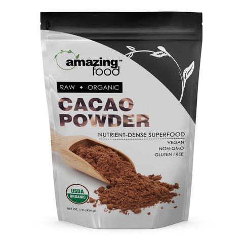 Image of Amazing Food Cacao Powder | 1 Lb | 5 Grams per Serving | 90 Servings | USDA Organic
