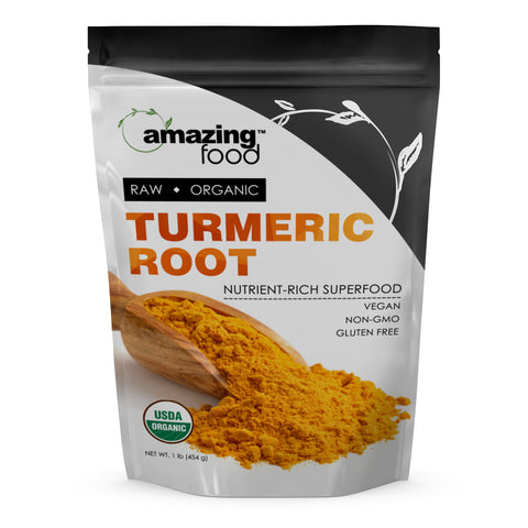 Image of Amazing Food Turmeric Root Powder | 1 Lb | 2 Grams per Serving | 227 Servings | USDA Organic