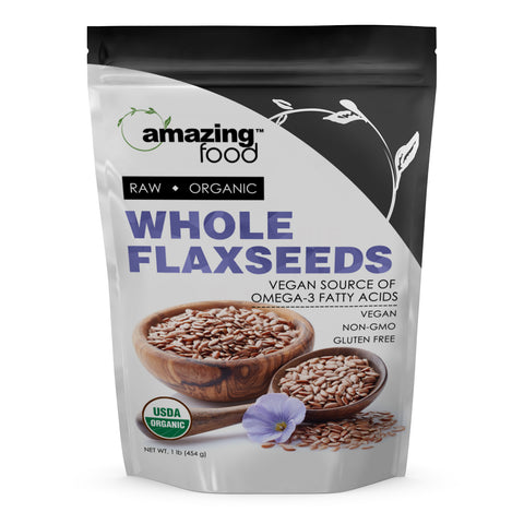 Image of Amazing Food Whole Flaxseeds Seeds | 1 LB | 14 Grams per Serving | 32 Servings | USDA Organic