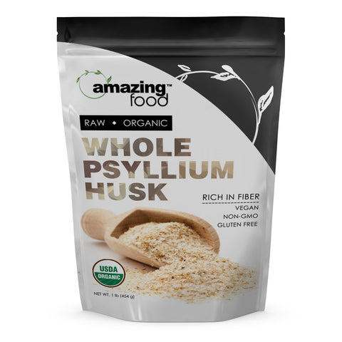 Image of Amazing Food Whole Psyllium Husk Powder | 1 LB | 5 Grams per Serving | 90 Servings | USDA Organic
