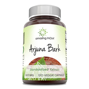 Amazing India Arjuna Bark Extract | 500 Mg | 120 Veggie Capsules