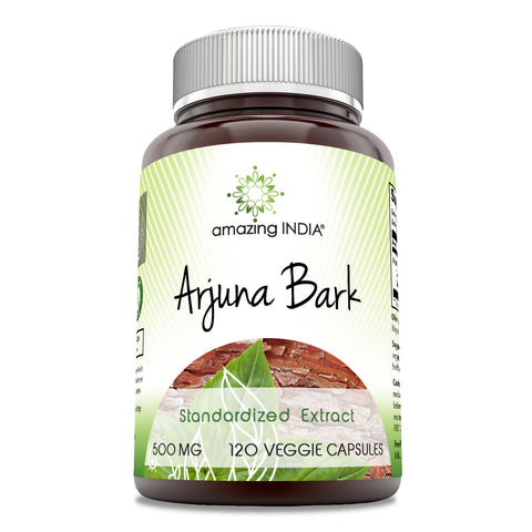Image of Amazing India Arjuna Bark Extract | 500 Mg | 120 Veggie Capsules