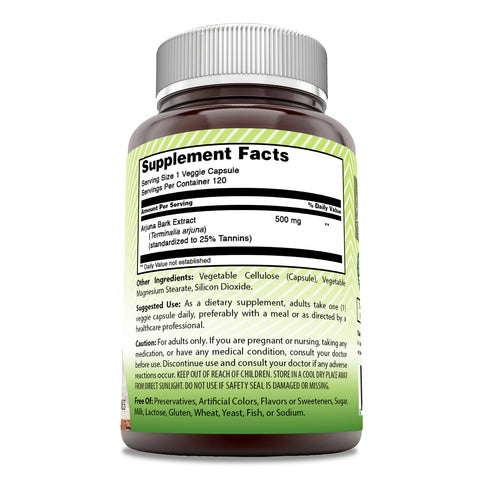 Image of Amazing India Arjuna Bark Extract | 500 Mg | 120 Veggie Capsules