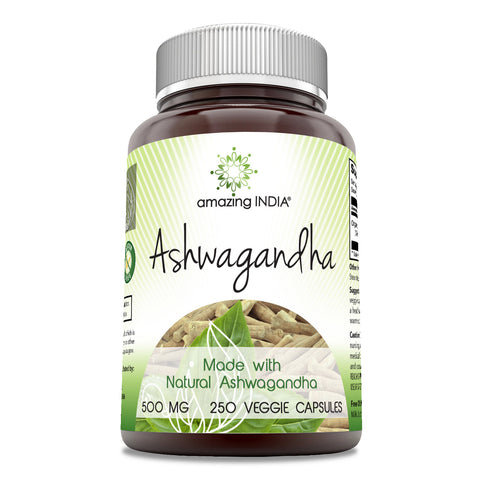 Image of Amazing India Ashwagandha | 500 Mg | 250 Veggie Capsules