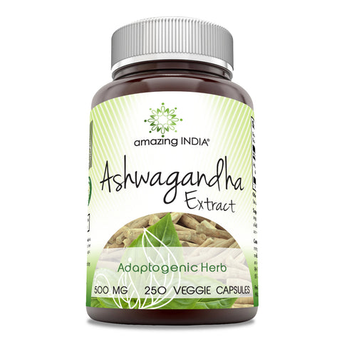 Image of Amazing India Ashwagandha Extract | 500 Mg | 250 Veggie Capsules