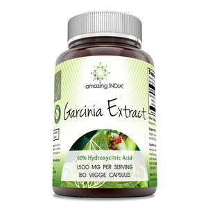 Amazing India Garcinia Extract | 1500 Mg Per Serving | 180 Veggie Capsules