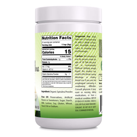 Image of Amazing India Spirulina | USDA Organic | 16 Oz Powder | 5 Grams per Serving