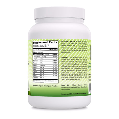 Image of Amazing India Wheatgrass | USDA Organic | 16 Oz Powder | 3.5 Grams Per Serving