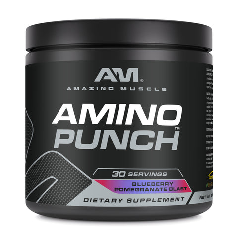 Image of Amazing Muscle Amino Punch | Blueberry Pomegranate Blast | 30 Servings | 9.8 Oz | 9.25 Grams per Serving