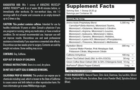 Image of Amazing Muscle Amino Punch | Blueberry Pomegranate Blast | 30 Servings | 9.8 Oz | 9.25 Grams per Serving