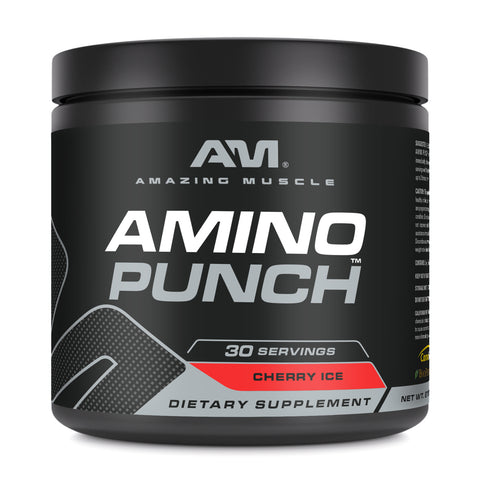 Image of Amazing Muscle Amino Punch | Cherry Ice Flavor | 30 Servings | 9.8 Oz | 9.25 Grams per Serving