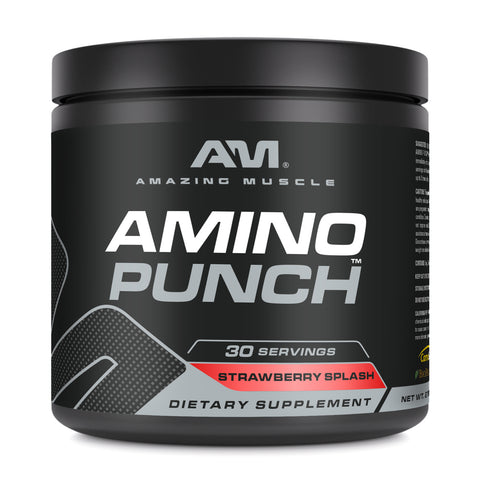Image of Amazing Muscle Amino Punch | Strawberry Splash Flavor | 30 Servings | 9.8 Oz | 9.25 Grams per Serving