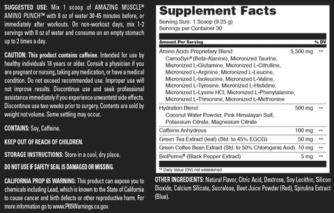 Image of Amazing Muscle Amino Punch | Wild Berry | 9.8 Oz | 30 Servings | 9.25 Grams per Serving