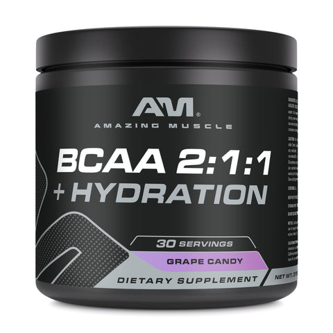 Image of Amazing Muscle BCAA 2:1:1 + Hydration | Grape Candy Flavor| 30 Servings | 315 Grams (11.11 Oz)