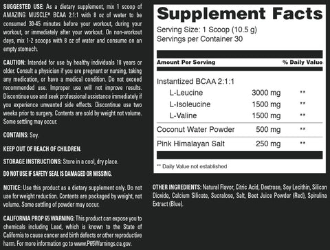 Image of Amazing Muscle BCAA 2:1:1 + Hydration | Grape Candy Flavor| 30 Servings | 315 Grams (11.11 Oz)