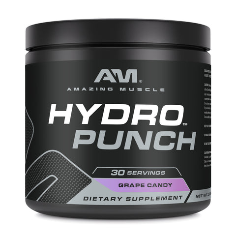 Image of Amazing Muscle Hydro Punch | Hydration + Electrolyte Blend | Pre-Intro & Post Workout Powder Supplement | 30 Servings | Grape Candy Flavor