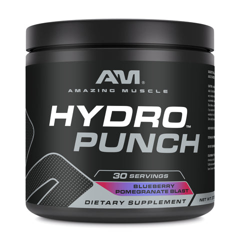 Image of Amazing Muscle Hydro Punch | Hydration + Electrolyte Blend | Pre-Intro & Post Workout Powder Supplement | 30 Servings | Blueberry Pomegranate Blast Flavor