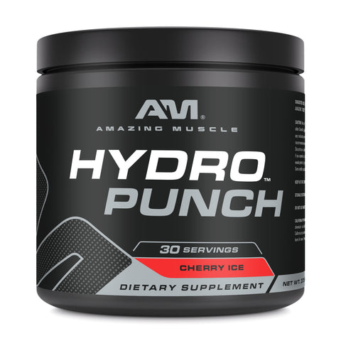 Image of Amazing Muscle Hydro Punch | Hydration + Electrolyte Blend | Pre-Intro & Post Workout Powder Supplement | 30 Servings | Cherry Ice Flavor