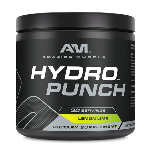 Image of Amazing Muscle Hydro Punch | Hydration + Electrolyte Blend | Pre-Intro & Post Workout Powder Supplement | 30 Servings | Lemon Lime Flavor