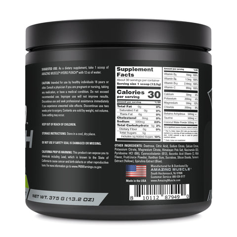 Image of Amazing Muscle Hydro Punch | Hydration + Electrolyte Blend | Pre-Intro & Post Workout Powder Supplement | 30 Servings | Lemon Lime Flavor
