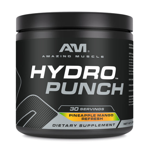 Image of Amazing Muscle Hydro Punch | Hydration + Electrolyte Blend | Pre-Intro & Post Workout Powder Supplement | 30 Servings | Pineapple Mango