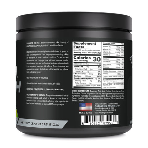 Image of Amazing Muscle Hydro Punch | Hydration + Electrolyte Blend | Pre-Intro & Post Workout Powder Supplement | 30 Servings | Pineapple Mango