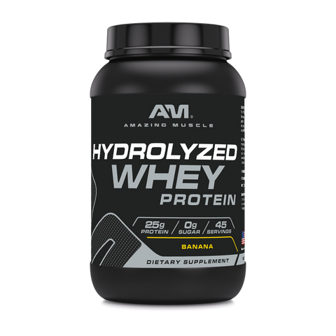 Image of Amazing Muscle Hydrolyzed Whey Protein Powder | Banana Flavor | 3 Lb | 25 G Protein per Serving | 45 Servings