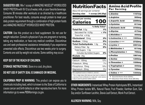 Image of Amazing Muscle Hydrolyzed Whey Protein Powder | Banana Flavor | 3 Lb | 25 G Protein per Serving | 45 Servings