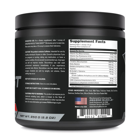 Image of Amazing Muscle Max Boost | Intense Pre-Workout Supplement | 25 Servings | Cherry Ice Flavor