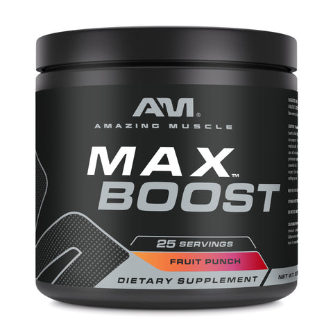 Image of Amazing Muscle Max Boost | Intense Pre-Workout Supplement | 25 Servings| Fruit Punch Flavor