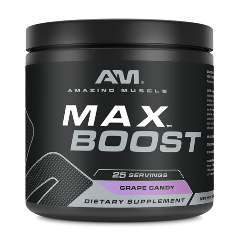 Image of Amazing Muscle Max Boost | Intense Pre-Workout Supplement | 25 Servings| Grape Candy Flavor