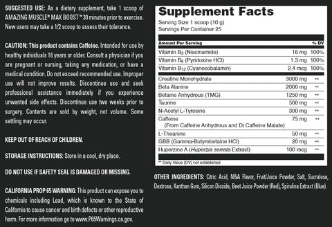 Image of Amazing Muscle Max Boost | Intense Pre-Workout Supplement | 25 Servings| Grape Candy Flavor
