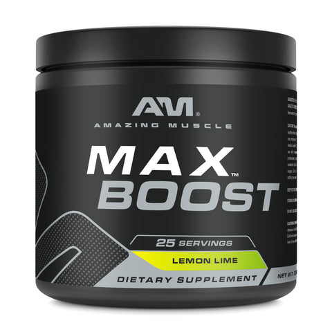 Image of Amazing Muscle Max Boost | Intense Pre-Workout Supplement | 25 Servings| Lemon Lime Flavor