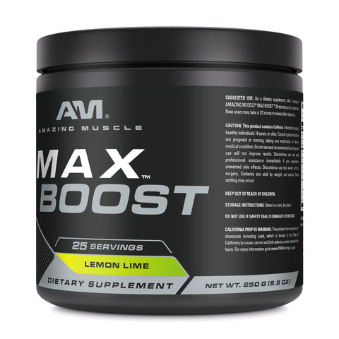 Image of Amazing Muscle Max Boost | Intense Pre-Workout Supplement | 25 Servings| Lemon Lime Flavor