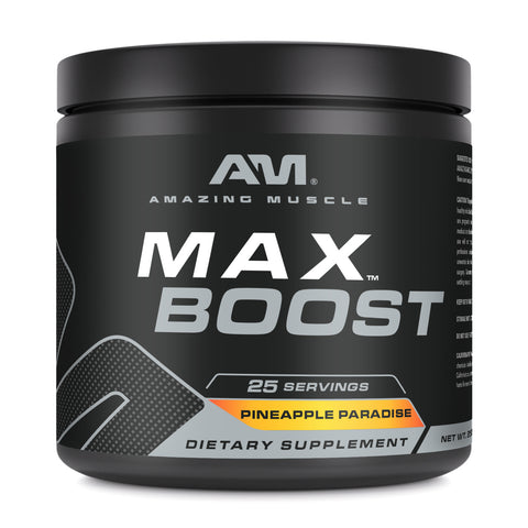 Image of Amazing Muscle Max Boost | Intense Pre-Workout Supplement | 25 Servings| Pineapple Paradise Flavor