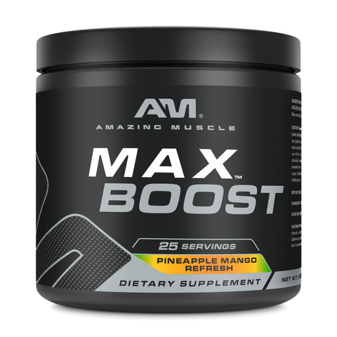 Image of Amazing Muscle Max Boost | Intense Pre-Workout Supplement | 25 Servings| Pineapple Mango Flavor