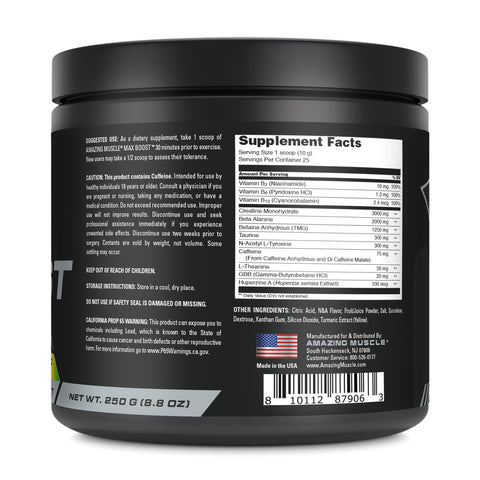 Image of Amazing Muscle Max Boost | Intense Pre-Workout Supplement | 25 Servings| Pineapple Mango Flavor