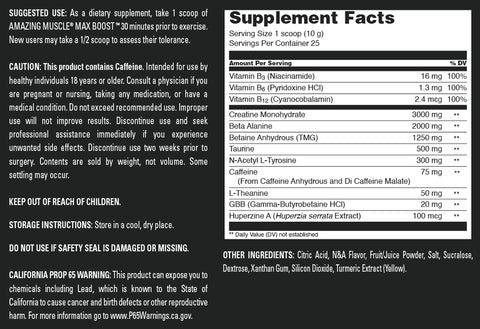 Image of Amazing Muscle Max Boost | Intense Pre-Workout Supplement | 25 Servings| Pineapple Mango Flavor