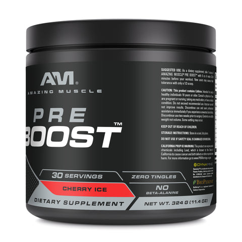 Image of Amazing Muscle Pre Boost | 30 Servings | Pre Workout Supplement for Men & Women | Cherry Ice Flavor