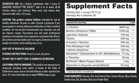 Image of Amazing Muscle Pre Boost | 30 Servings | Pre Workout Supplement for Men & Women | Cherry Ice Flavor